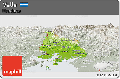 Physical Panoramic Map of Valle, lighten, semi-desaturated