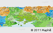 Physical Panoramic Map of Valle, political shades outside