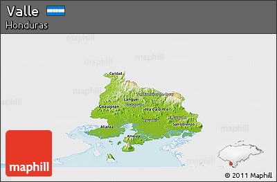 Physical Panoramic Map of Valle, single color outside