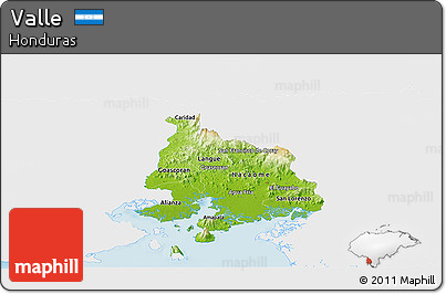 Physical Panoramic Map of Valle, single color outside