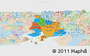 Political Panoramic Map of Valle, lighten