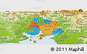 Political Panoramic Map of Valle, physical outside