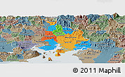 Political Panoramic Map of Valle, semi-desaturated