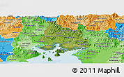 Satellite Panoramic Map of Valle, political shades outside