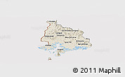 Shaded Relief Panoramic Map of Valle, cropped outside
