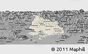 Shaded Relief Panoramic Map of Valle, darken, desaturated