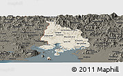 Shaded Relief Panoramic Map of Valle, darken