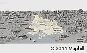 Shaded Relief Panoramic Map of Valle, darken, semi-desaturated