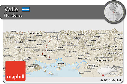 Shaded Relief Panoramic Map of Valle