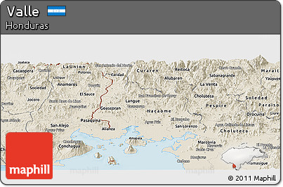Shaded Relief Panoramic Map of Valle