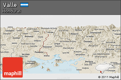 Shaded Relief Panoramic Map of Valle