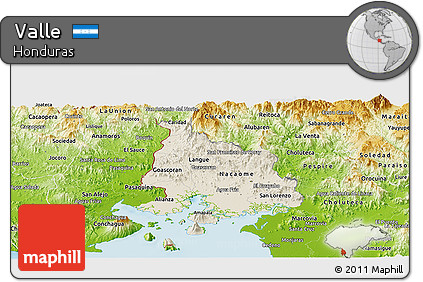 Shaded Relief Panoramic Map of Valle, physical outside