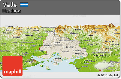 Shaded Relief Panoramic Map of Valle, physical outside