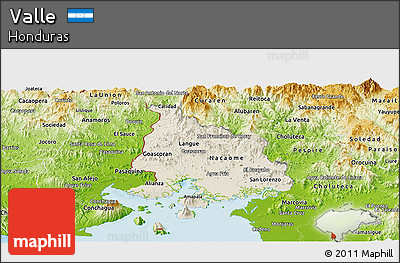 Shaded Relief Panoramic Map of Valle, physical outside