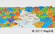 Shaded Relief Panoramic Map of Valle, political outside
