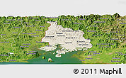 Shaded Relief Panoramic Map of Valle, satellite outside