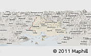 Shaded Relief Panoramic Map of Valle, semi-desaturated