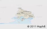 Shaded Relief Panoramic Map of Valle, single color outside