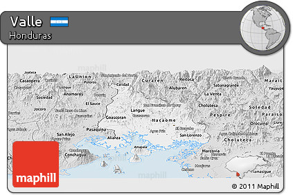 Silver Style Panoramic Map of Valle