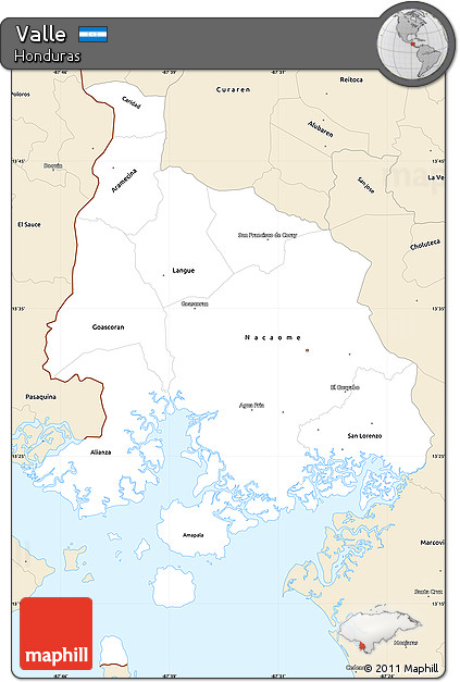 Classic Style Simple Map of Valle