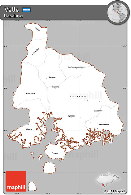 Gray Simple Map of Valle, cropped outside