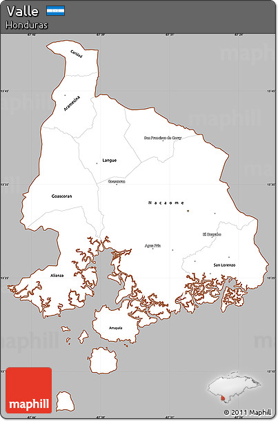 Gray Simple Map of Valle, cropped outside