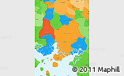 Political Simple Map of Valle, political shades outside
