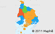Political Simple Map of Valle, single color outside