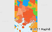 Political Shades Simple Map of Valle, political outside