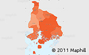Political Shades Simple Map of Valle, single color outside