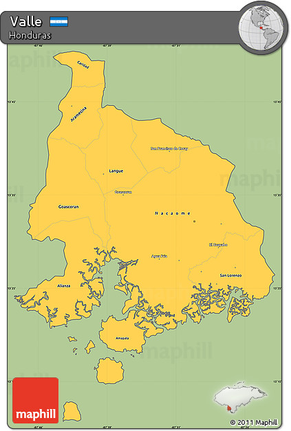 Savanna Style Simple Map of Valle, cropped outside
