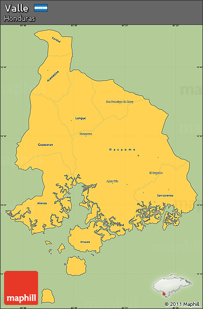 Savanna Style Simple Map of Valle, cropped outside