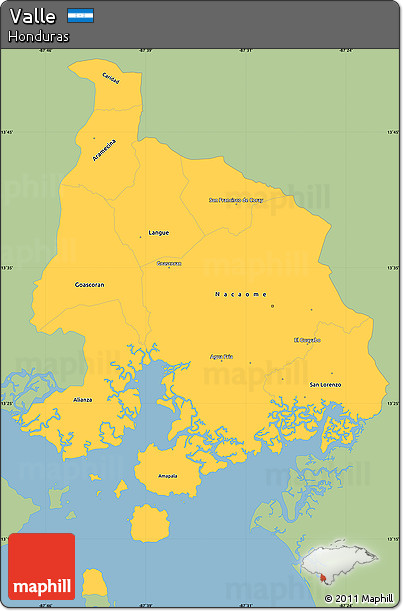 Savanna Style Simple Map of Valle, single color outside
