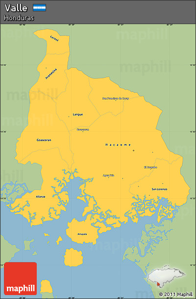 Savanna Style Simple Map of Valle, single color outside