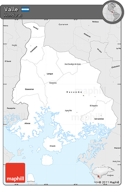 Silver Style Simple Map of Valle