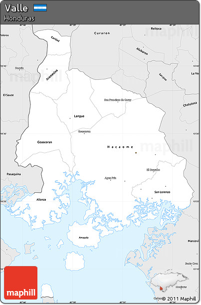 Silver Style Simple Map of Valle