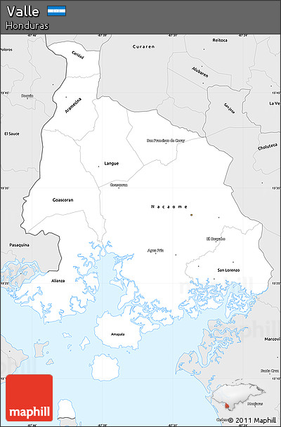Silver Style Simple Map of Valle