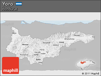 Gray 3D Map of Yoro, single color outside