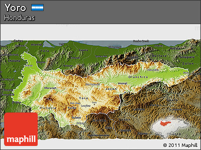 Physical 3D Map of Yoro, darken