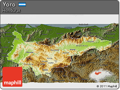 Physical 3D Map of Yoro, darken
