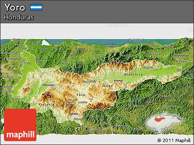 Physical 3D Map of Yoro, satellite outside