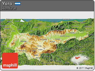 Physical 3D Map of Yoro, satellite outside