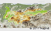 Physical 3D Map of Yoro, semi-desaturated
