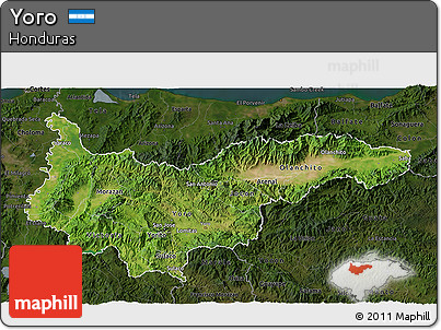Satellite 3D Map of Yoro, darken