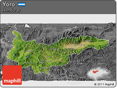 Satellite 3D Map of Yoro, desaturated