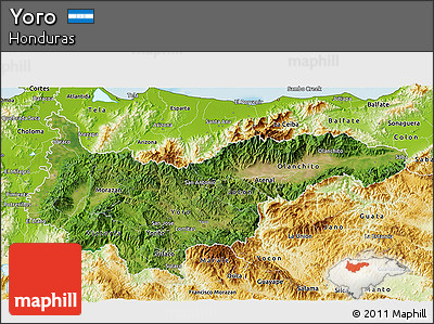 Satellite 3D Map of Yoro, physical outside