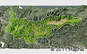 Satellite 3D Map of Yoro, semi-desaturated