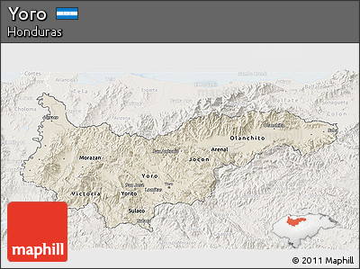 Shaded Relief 3D Map of Yoro, lighten