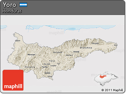Shaded Relief 3D Map of Yoro, single color outside