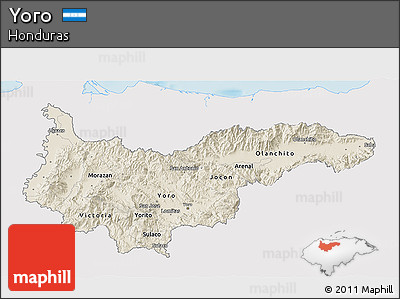 Shaded Relief 3D Map of Yoro, single color outside
